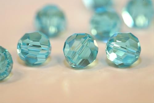 100pcs Adabele Austrian 4mm (0.16 Inch) Small Faceted Loose Round Crystal Beads Aquamarine Blue Compatible with 5000 Swarovski Crystals Preciosa SS2R-410 - color: Aquamarine Blue, size: 4mm Small (100pcs)