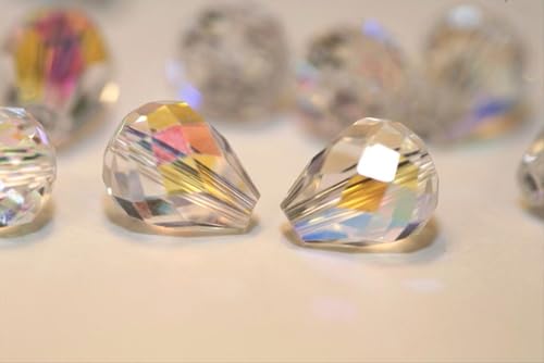 24pcs Adabele Austrian 8mm Faceted Teardrop Loose Crystal Beads Clear AB Compatible with 5500 Swarovski Crystals Preciosa SST-802 - color: Crystal Ab, size: 8mm x 6mm - 24pcs