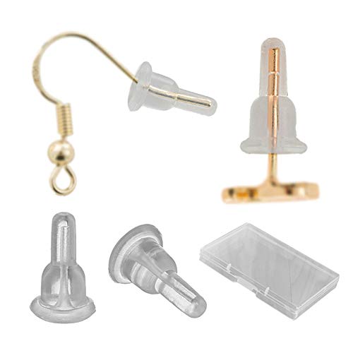 Clear Silicone Earring Backs - 150 Pcs / 75 Pairs Hypoallergenic Secure Push-Back Earring Stoppers for Stud Earrings, 10x6mm Full-Cover Studs Dust-Proof… - color: Silicon Full Style