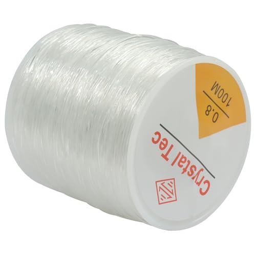 Zorfeter 3 Rolls 0.8mm Elastic Stretch Thread, Stretchy Bead Cord Crystal String Bracelet String, Clear Beaded Cord for Bracelet Beading and Jewelry Making(328FT/100M) - size: 0.8 mm