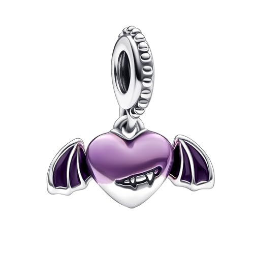 S925 Bead Dangle Charms for Bracelets Necklaces, Compatible with Pandora, Jewelry Making - style: Bat Charms Purple
