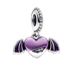 S925 Bead Dangle Charms for Bracelets Necklaces, Compatible with Pandora, Jewelry Making - style: Bat Charms Purple