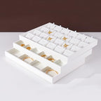 White PU Leather Jewelry Display Tray for Earrings Bracelet Necklace Jewelry Display Flat Tray Catchall - size: 1 Grid
