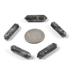 Larvikite 32mm Natural Gemstone Hexagonal Wand Jewelry Making Crystal Pointed Chakra Reiki Healing Beads 2mm Hole Drilled(Pack of 10) - color: Larvikite
