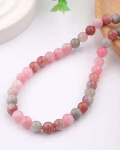 Natural Stone Beads 8mm Polished Round Smooth Gemstone Beads for Jewelry Making Supplies 15 Inch(45 Beads) (Alashan) - color: Alashan-45pcs
