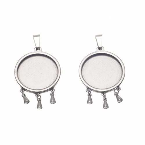 SHUNAE 10pcs stainess Steel cabochon Base Setting 20mm 25mm 30mm Round Cameo Pendant Trays DIY Jewelry Blank Bezel for Necklace Making (20mm Pattern B) - size: 20mm Pattern B