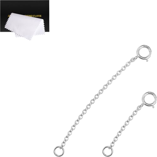 Necklace Extender Silver, 925 Sterling Silver Necklace Extender Chain Bracelet Anklet Jewelry Extensions for Women, 2 Piece Set (1, 2 Inches) - color: Silver, size: 1 2 inch