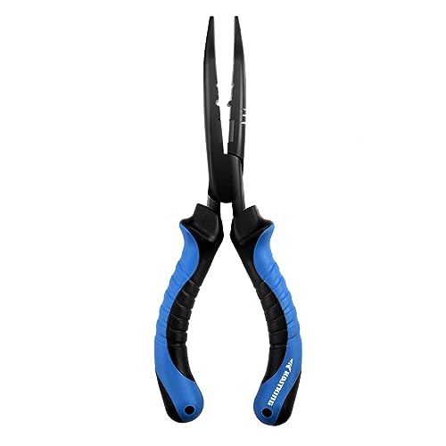 KastKing Intimidator Fishing Pliers, Corrosion Resistant Polymer Coated Fishing Tools, Tungsten Carbide Cutters, Saltwater Resistant Fishing Gear - color: E:7" Bent Nose