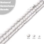 Vinswet 60pcs 6mm Howlite Natural Stone Beads Round Genuine Real Stone Beading Loose Gemstones DIY Smooth Bead for Bracelet Necklace Earrings Jewelry Making - color: Howlite, size: 6mm