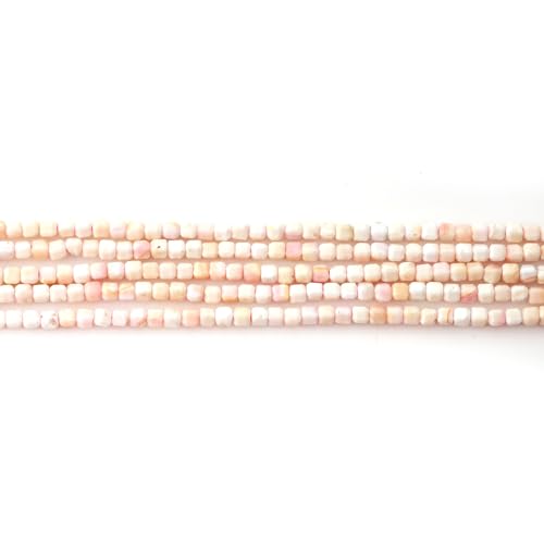 Faceted Natural Pink Shell 2-3mm Cube Square Loose Beads Gemstone Small Loose Beads Healing Crystal Energy Stone for DIY Jewelry Making 15" - color: Pink shell