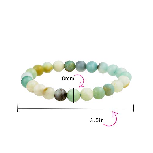 Bling Jewelry Natural Multi Color Semi Precious Gemstone Round Bead 8MM Strand Stackable Stretch Bracelet For Women Men Teen Unisex - color: Multi Color Amazonite