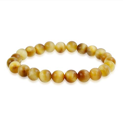 Bling Jewelry Natural Multi Color Semi Precious Gemstone Round Bead 8MM Strand Stackable Stretch Bracelet For Women Men Teen Unisex - color: Gold Set