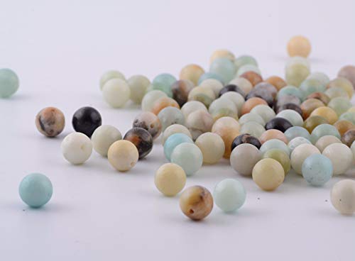 Natural Stone Beads 100pcs 6mm Amazonite Stone Round Genuine Real Stone Beading Loose Gemstone Hole Size 1mm DIY Smooth Beads for Bracelet Necklace Earrings Jewelry Making (Amazonite Green, 6mm) - color: Amazonite Green, size: 6mm