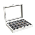 Wudygirl 24 Grid Jewelry Organizer Small Jewelry Box Velvet Earring Holder Organizer for Women Ring Holder Display for Drawer Jewelry Case Earring Organizer with Lid Jewelry Storage (Gray) - style: White Gray 24 Grid