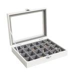 Wudygirl 24 Grid Jewelry Organizer Small Jewelry Box Velvet Earring Holder Organizer for Women Ring Holder Display for Drawer Jewelry Case Earring Organizer with Lid Jewelry Storage (Gray) - style: White Gray 24 Grid