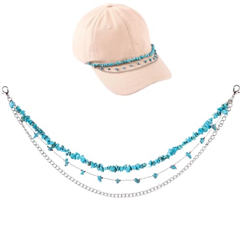 14 Pcs Trucker Hat Chains, Bulk Trucket Hat Charms Chains for Women Men, Bill Decoration Detachable DIY Metal Chain - color: Turquoise