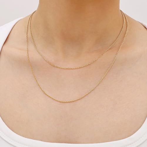 Gacimy Chain Necklace for Women, 14K Gold Plated/Silver Tone Cable Chain for Women, 1.1/1.3mm Thin Dainty Necklace Chains 16-24 Inch - size: 22 Inches, style: 1.3mm Gold