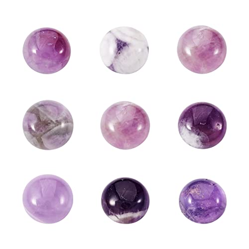 Fashewelry 50Pcs Natural Amethyst Cabochon Stone Half Round Beads 10mm Tiny Flat Back Gemstone Chakra Healing Crystal Cover Cabs for Jewelry Making - color: 1-Amethyst, size: 10x4~5mm