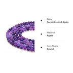 Natural Gemstone Loose Beads Matte Approxi 15.5 inch DIY Bracelet Necklace for Jewelry Making (6mm, Purple Frosted Agate) - color: Purple Frosted Agate, size: 6mm