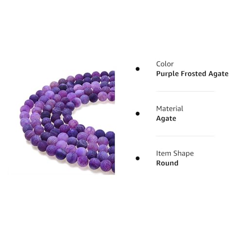 Natural Gemstone Loose Beads Matte Approxi 15.5 inch DIY Bracelet Necklace for Jewelry Making (6mm, Purple Frosted Agate) - color: Purple Frosted Agate, size: 6mm