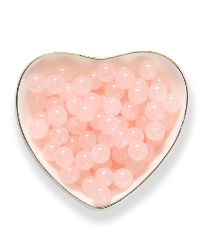 8mm Glass Beads 46PCS Glass Beads for Jewelry Making Charm Round Loose Bead for Bracelet Making Kit (Pink Glass) - color: Pink Glass