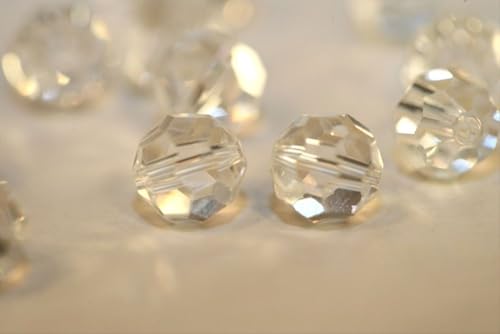 100pcs Adabele Austrian 4mm (0.16 Inch) Small Faceted Loose Round Crystal Beads Crystal Clear Compatible with 5000 Swarovski Crystals Preciosa SS2R-401 - color: Crystal Clear, size: 4mm Small (100pcs)