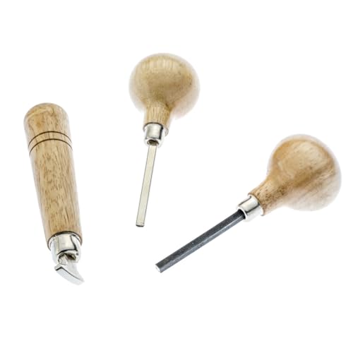 SE Stone Setting Prong and Bezel Set, Set of 3 Jewelry Stone Setting Tools, Jewelry Stone Prong Pusher, Durable Tips, Ergonomic Wooden Handles