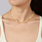 Raw Crystal Necklaces for Women 5-8mm Handmade Natural Stone Necklace Beaded Choker Necklace Healing Crystal Necklace Gemstone Necklace Raw Crystal Beaded Necklace for Her - style: Citrine