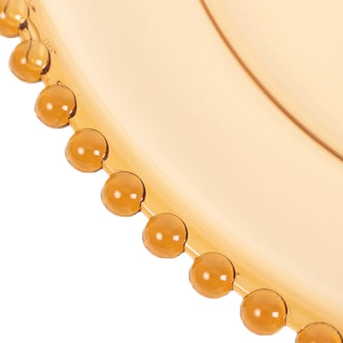 13" Charger Plates - Set of 12 - Amber Round Acrylic Disposable Chargers with Beaded Rim, Ideal for Dinner Party Wedding Bulk Events - color: Amber, size: 13" Charger Plate, 12 Pack