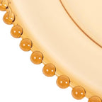 13" Charger Plates - Set of 12 - Amber Round Acrylic Disposable Chargers with Beaded Rim, Ideal for Dinner Party Wedding Bulk Events - color: Amber, size: 13" Charger Plate, 12 Pack