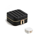 Small Jewelry Box, Easy Carried Travel Jewelry Organizer PU Leather Mini Holder Box Storage Case Portable, Necklace, Earring, Rings, Bracelets, Black - color: Black