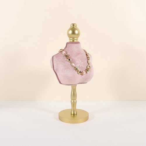GemeShou Velvet necklace holder display stand, Pink jewelry necklace display for selling, necklace mannequin for jewelry, necklace bust jewelry display for Countertop【Pink-High version】 - color: Pink, size: High