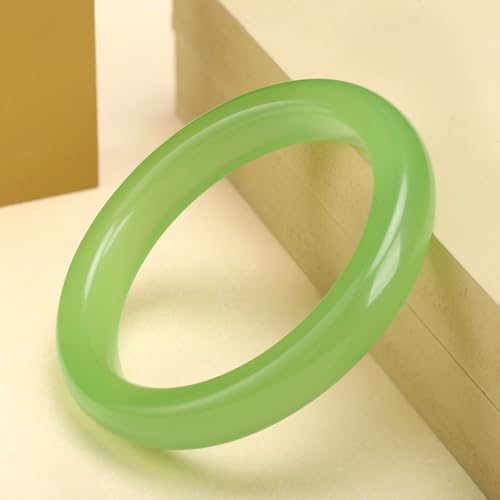 Landical 2.4'' Natural Jade Bracelet for Women Jade Bangle Bracelets with Box Good Luck Bangle Jewelry Gift for Mother - color: Emerald Green