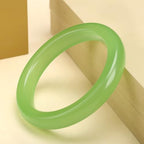 Landical 2.4'' Natural Jade Bracelet for Women Jade Bangle Bracelets with Box Good Luck Bangle Jewelry Gift for Mother - color: Emerald Green