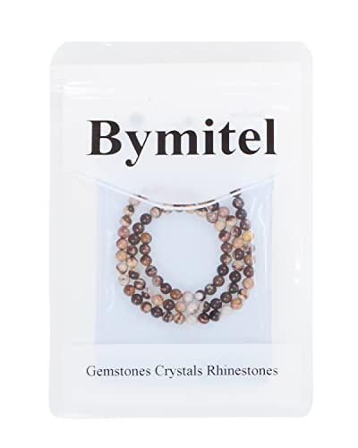 Bymitel 90 pcs Natural Genuine Real Round Loose Stone Beads Gemstone Spacers for Charm DIY Jewelry Making 15.5" per Strand 4mm (Brown Zebra, 4mm) - color: Brown Zebra, size: 4mm