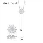DAOCHONG Long Necklace S925 Sterling Silver Tassel Round Ball Necklace for Women,Snowflake Long Necklace Silver Jewelry Christmas New Year Holiday Gifts for Women Her (Chain adjustable) - style: Snowflake Necklace