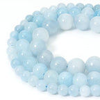 60pcs 6mm Natural Blue Aquamarine Gemstone Beads Energy Healing Crystal Round Loose Stone Beads for Jewelry Making, DIY Bracelets Necklaces - color: Blue Aquamarine, size: 6mm