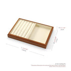 2 In 1 Solid Wood Jewelry Tray Microfiber Ring Earring Bracelet Bangle Watch Necklace Stackable Drawer Organizer for Storage Display (Cream White) - style: 2 Grid