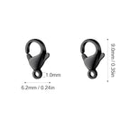 [9MM/ 100PCS] Black Lobster Clasps for Jewelry Making Black Color Plated 304 Stainless Steel Lobster Claw Clasps Bulk for DIY Crafts Jewelry Making - color: 9mm black