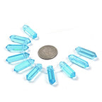 Aqua Glass 32mm Natural Gemstone Hexagonal Wand Jewelry Making Crystal Pointed Chakra Reiki Healing Beads 2mm Hole Drilled(Pack of 10) - color: Aqua Glass
