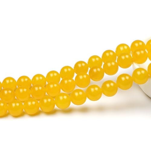 MJDCB Natural Yellow Jade Round Loose Beads for Jewelry Making DIY Bracelet Necklace (10mm) - color: Yellow Jade, size: 10mm