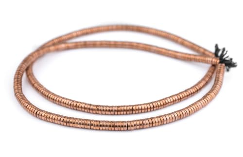 The Bead Chest Copper Snake Disk Beads 6mm, Full Strand of Quality Metal Spacers for DIY Jewelry Design - color: Copper