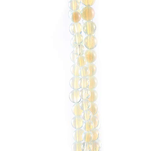 47Pcs 8mm Natural White Synthetic Opal Stone Round Beads Loose Beads Wholesale for Jewelry Making - color: White Opal, size: 8mm