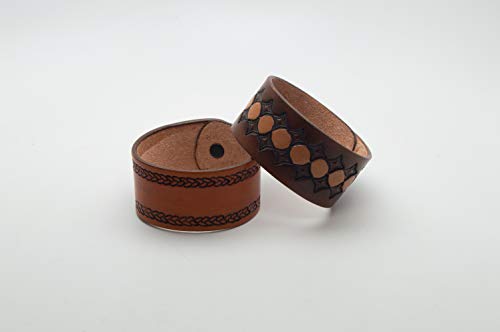 Realeather C4138-08 Medium Leather Wristbands with Snap Closure, Medium, Natural, 8-Pack