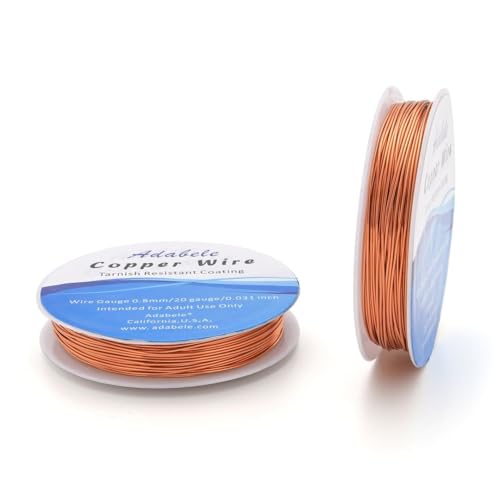 Adabele 19.6 Feet Round Pure Bare Jewelry Copper Wire Beading Wire Spool Bulk (0.8mm/20 Gauge) for DIY Craft Jewelry Making BF284-8
