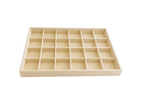 Premium Grade Velvet Sturdy Jewelry 24 Grids Display Tray Stackable Rings Necklace Gemstone Shows Store Home Organizer Soft Beige - color: 24 Grid