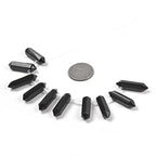 Black Obsidian 32mm Natural Gemstone Hexagonal Wand Jewelry Making Crystal Pointed Chakra Reiki Healing Beads 2mm Hole Drilled(Pack of 10) - color: Black Obsidian