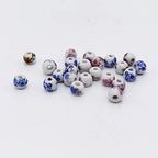 INSPIRELLE 180 Pieces Porcelain Beads Chinese Round Ceramic Beads 8mm for Handmade Jewelry Making Bracelets Necklace Making, Flower - color: Flower