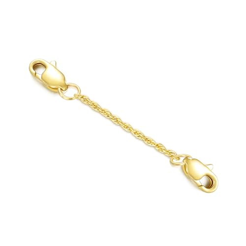 10K Yellow Gold 1"/2"/3" Necklace Extender Chain with Double Clasps, 10K Gold Necklace Extender Bracelet Anklet Extension Chain, Bracelet Extender 10K Gold - size: 1inch, style: Style 4