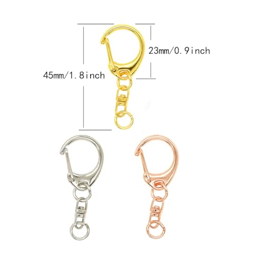 30 Pcs 3 Colors Lobster Claw Clasps Swivel Keychain Clip Keychain Clasp, Lobster Clasp Key for Key Rings Crafting